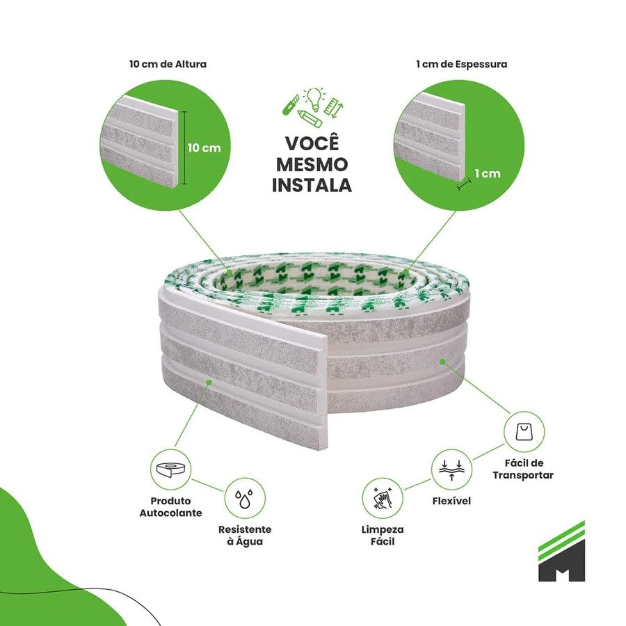 Painel Ripado EVA Laminado Autocolante 10cm Urban White Rolo C/10 Metros