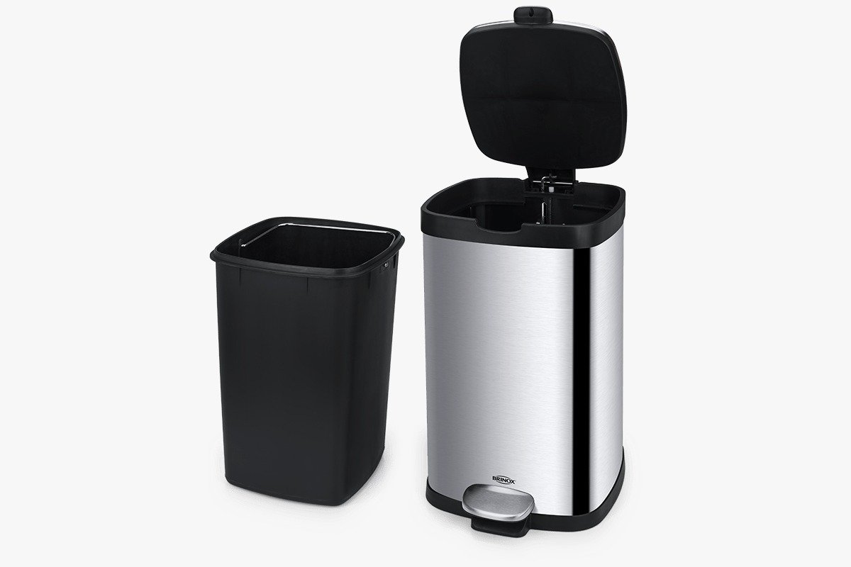 01 lixeira com pedal e balde frame 20 litros brinox inox